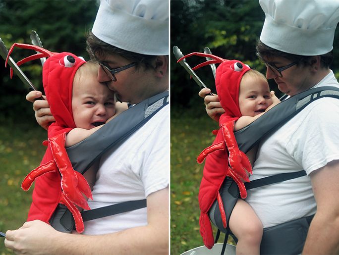 // DIY Babywearing Costume Chef and Lobster
